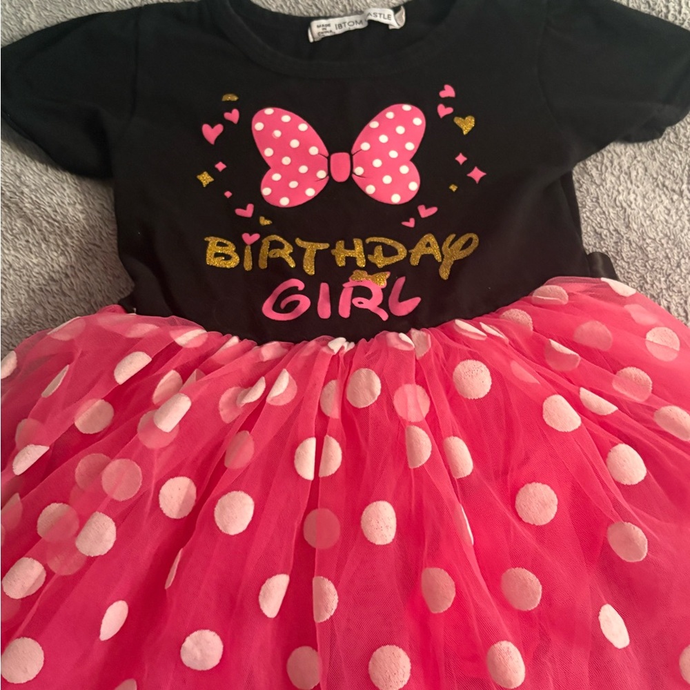 Ibtom Castle Birthday Girl Dress Pink Polka Dot Size 110 - Picture 2 of 5